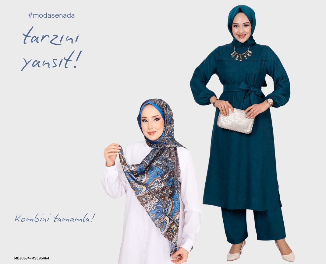 Yanları Yırtmaçlı İkili Tesettür Takım