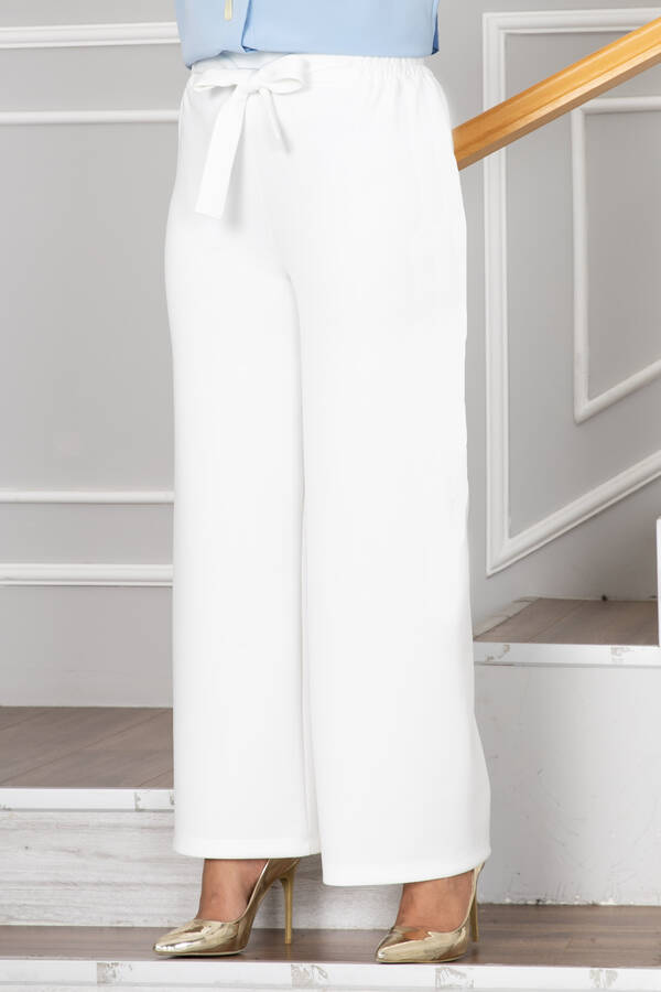 Greta Bol Paça Tesettür Pantolon Beyaz