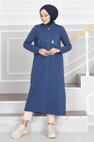 Payetli Tesettür Kap Mavi - Thumbnail