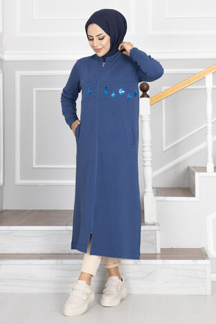 Payetli Tesettür Kap Mavi - Thumbnail