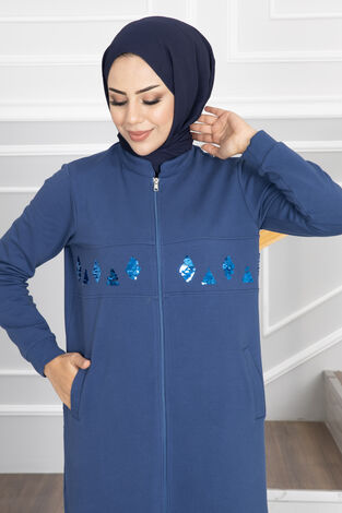 Payetli Tesettür Kap Mavi - Thumbnail