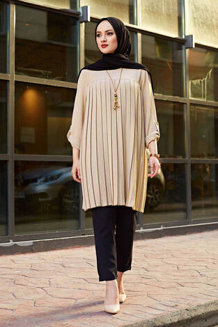 Piliseli Tunik 350TH4050 Sütlü Kahve - Thumbnail