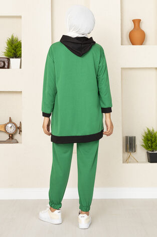 Stay Beautiful Baskılı İki Tesettür Takım Zümrüt - Thumbnail